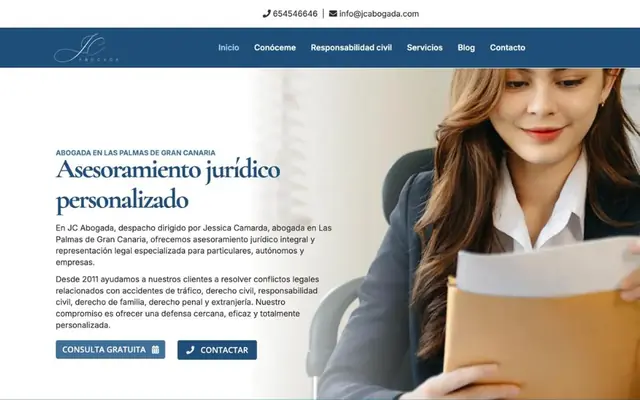 Portada de la web de JC Abogada