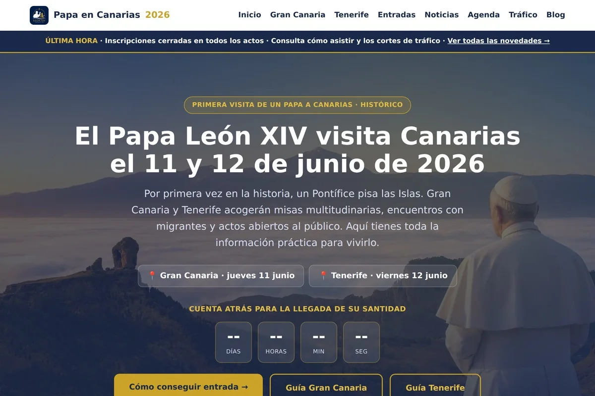 Web institucional de la visita del Papa a Canarias en 2026